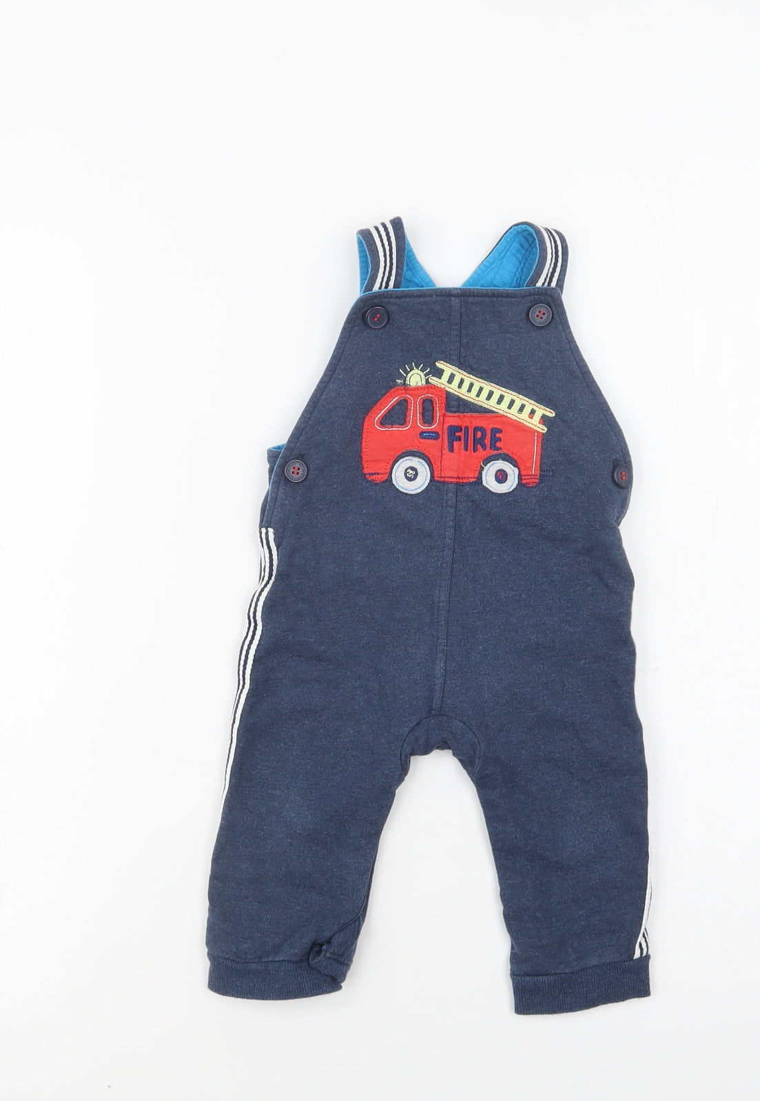 Debenhams Baby Blue  Cotton Jogger Trousers Size 9-12 Months  Button - Fire Engine