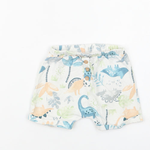 TU Baby White Floral Cotton Cropped Trousers Size 9-12 Months   - Dinosaurs