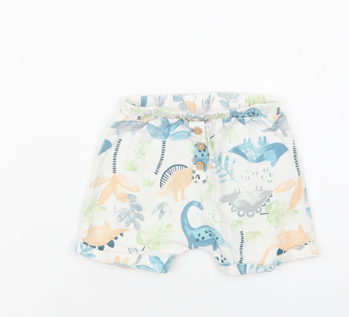 TU Baby White Floral Cotton Cropped Trousers Size 9-12 Months   - Dinosaurs