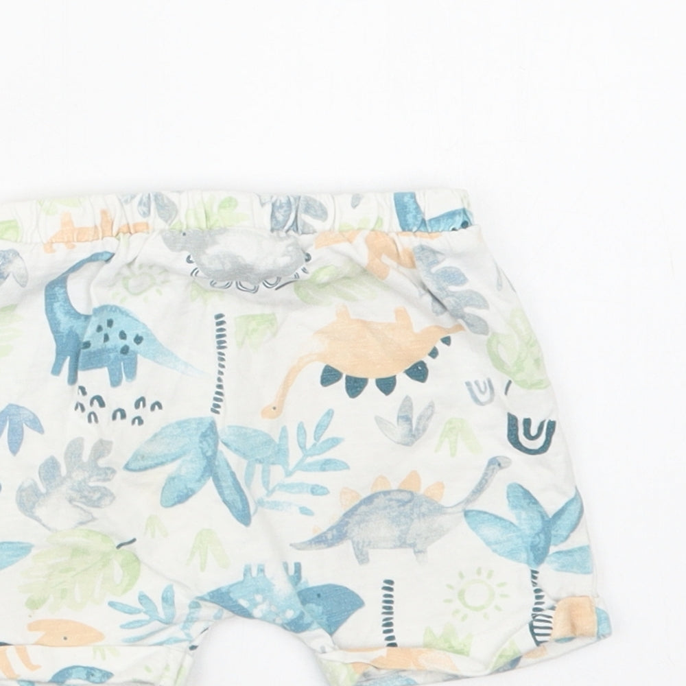 TU Baby White Floral Cotton Cropped Trousers Size 9-12 Months   - Dinosaurs