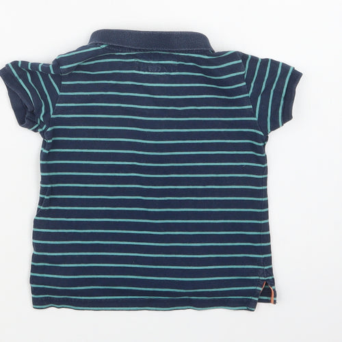 H&M Baby Green Striped Cotton Basic Polo Size 9-12 Months Collared Button