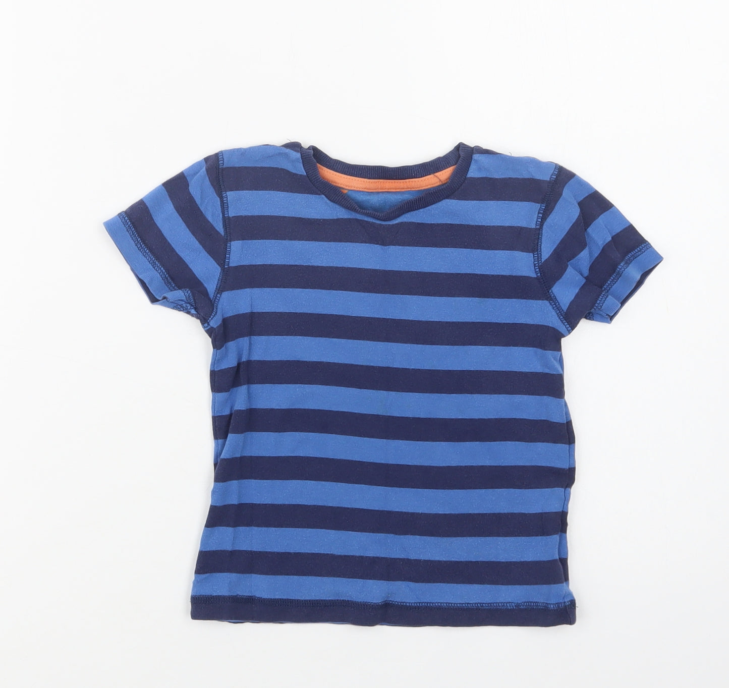 TU Boys Blue Striped Cotton Basic T-Shirt Size 4-5 Years Crew Neck