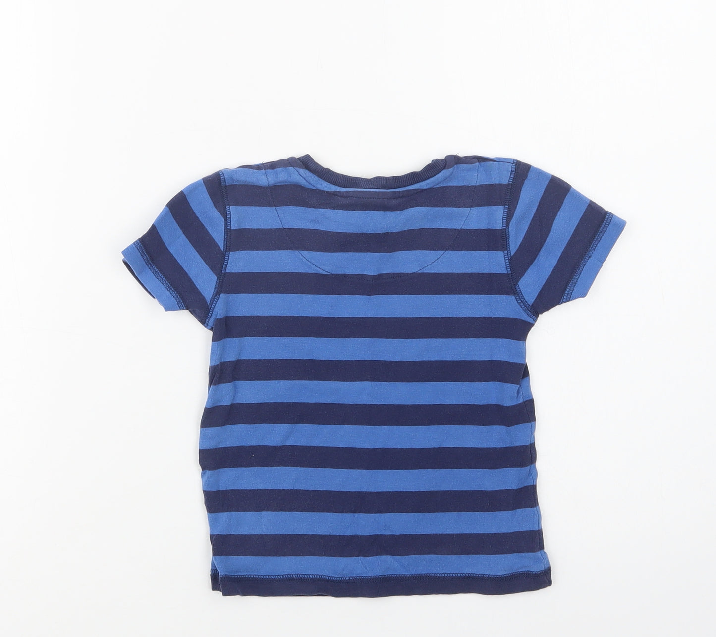 TU Boys Blue Striped Cotton Basic T-Shirt Size 4-5 Years Crew Neck
