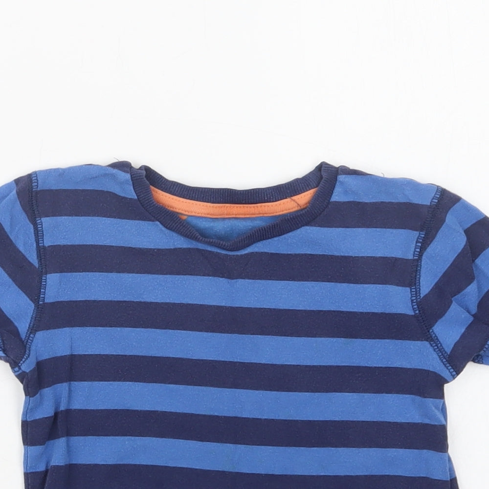 TU Boys Blue Striped Cotton Basic T-Shirt Size 4-5 Years Crew Neck