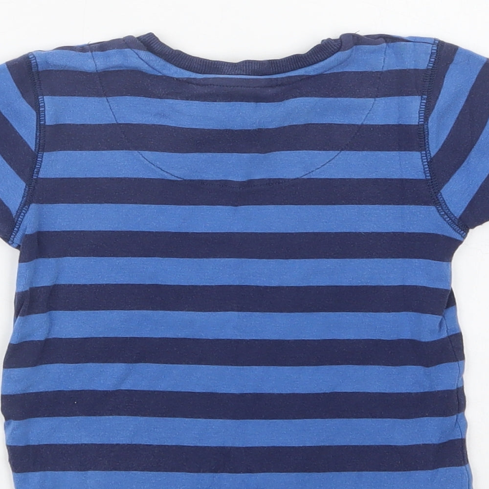 TU Boys Blue Striped Cotton Basic T-Shirt Size 4-5 Years Crew Neck