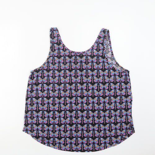 Primark Womens Black Geometric Polyester Basic Tank Size 18 Scoop Neck - Butterfly Print