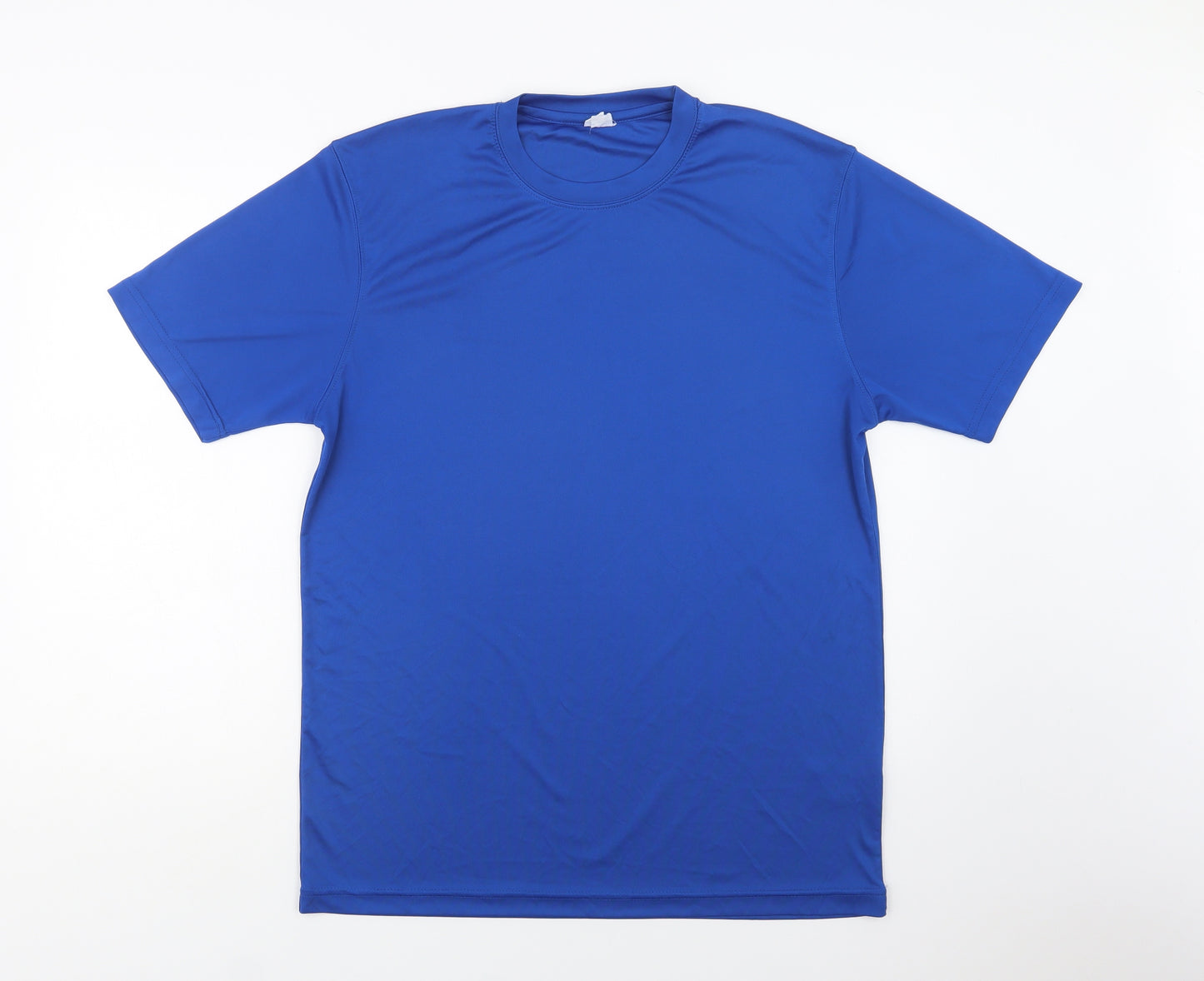 Preworn Mens Blue  Polyester Basic T-Shirt Size M Crew Neck