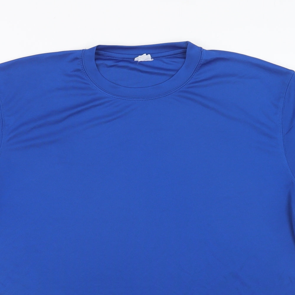Preworn Mens Blue  Polyester Basic T-Shirt Size M Crew Neck