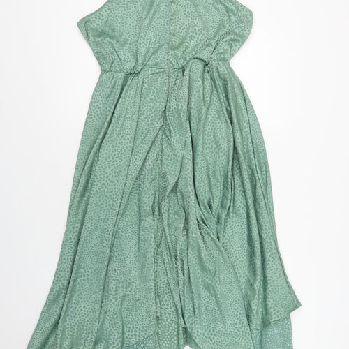 AX Paris Womens Green Animal Print Polyester A-Line  Size 14  Halter Zip