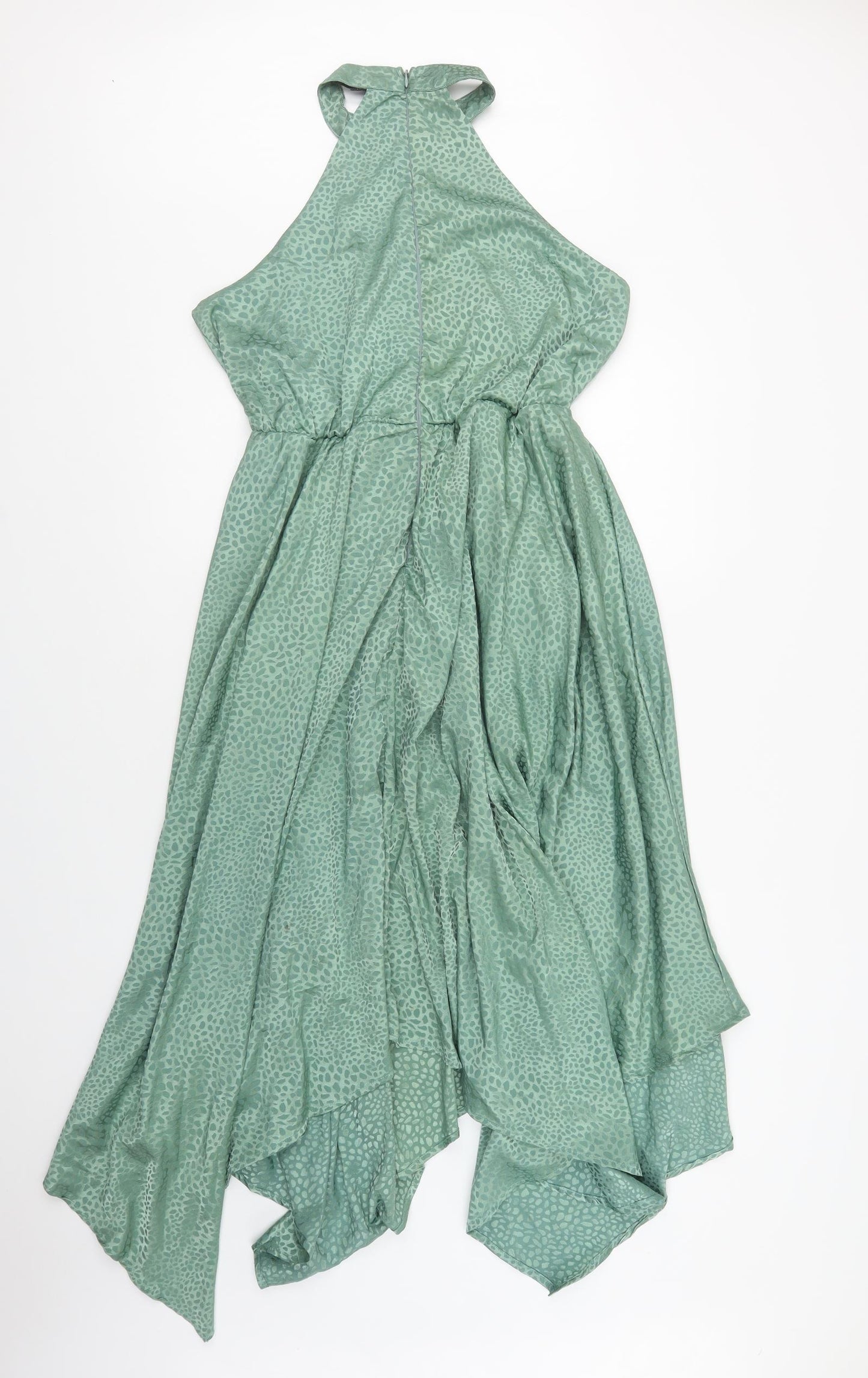 AX Paris Womens Green Animal Print Polyester A-Line  Size 14  Halter Zip
