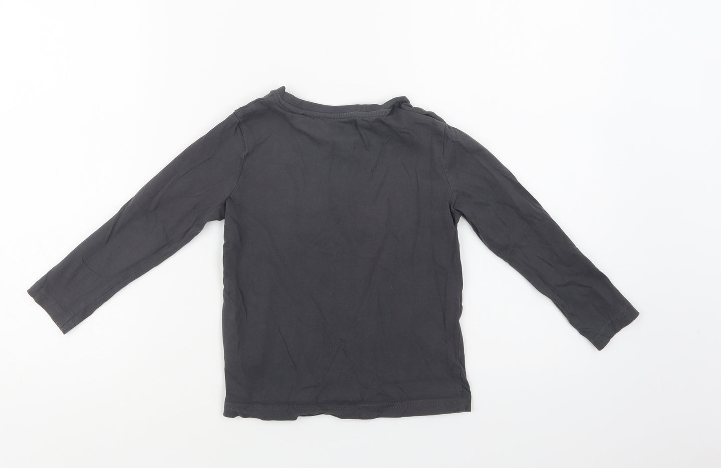 TU Boys Grey  Cotton Basic T-Shirt Size 3-4 Years Crew Neck  - High Five
