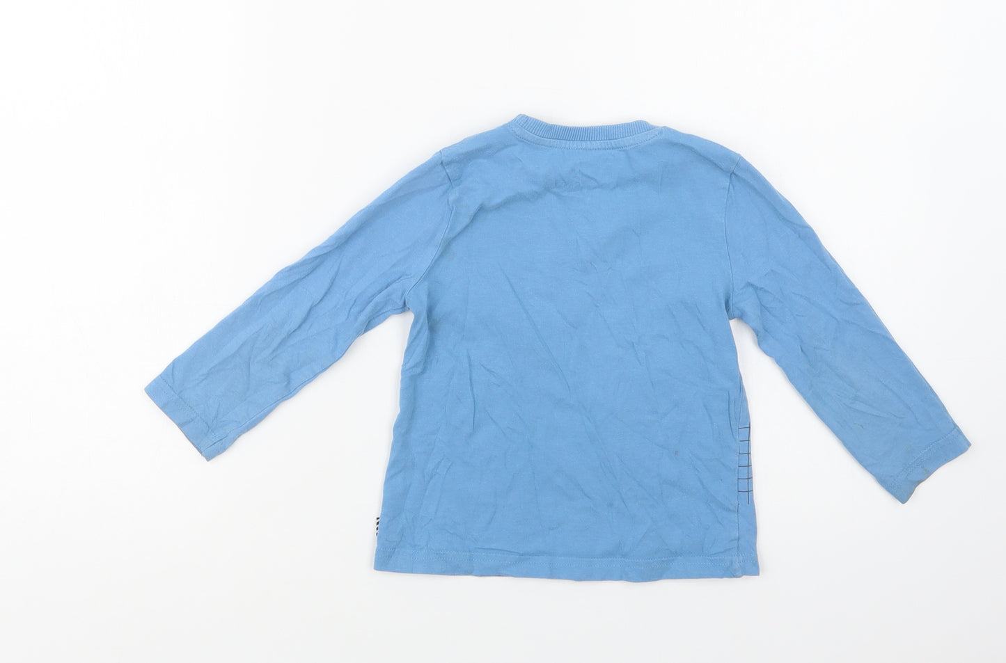 F&F Boys Blue  Cotton Basic T-Shirt Size 3-4 Years Crew Neck  - Digger