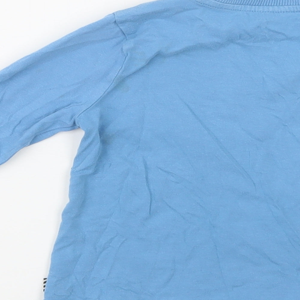 F&F Boys Blue  Cotton Basic T-Shirt Size 3-4 Years Crew Neck  - Digger