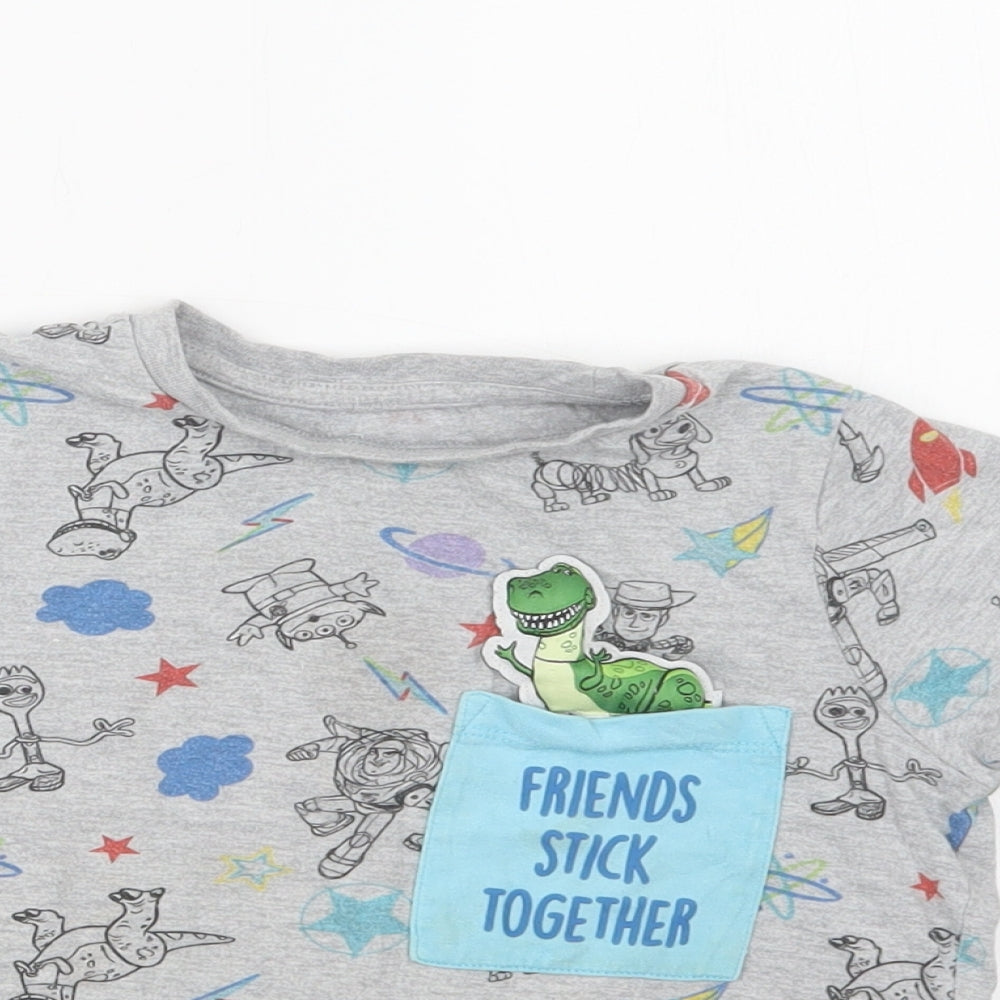 Nutmeg Girls Grey Geometric Cotton Basic T-Shirt Size 3-4 Years Crew Neck  - Toy Story 4