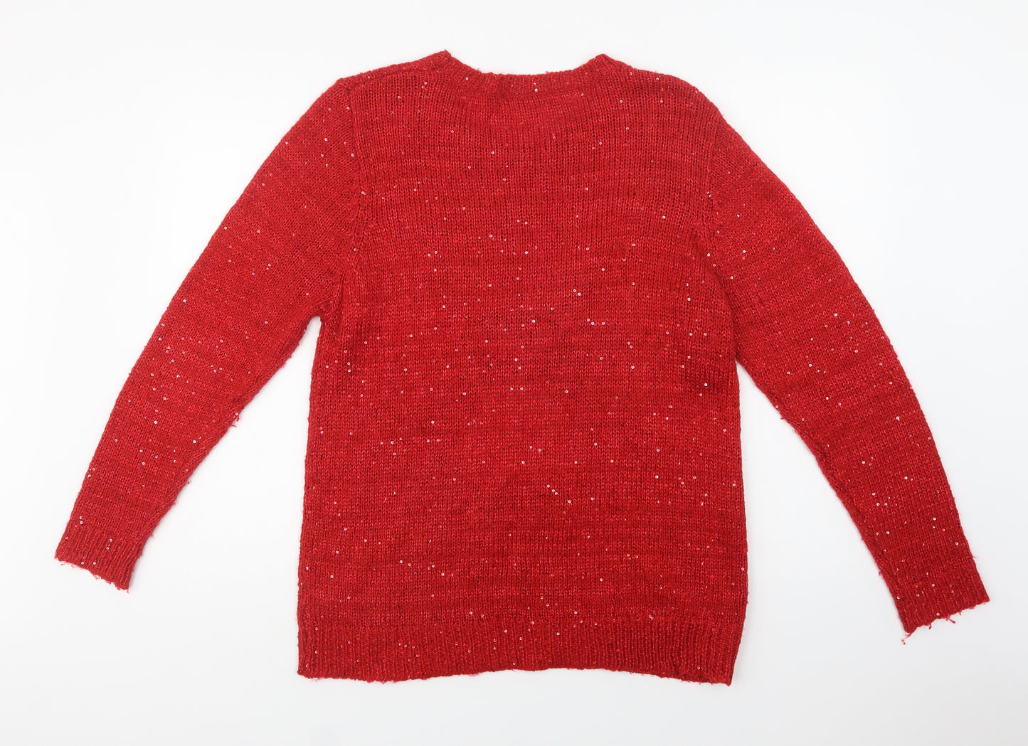 M&Co Womens Red Crew Neck  Acrylic Pullover Jumper Size 16   - Christmas Jumper