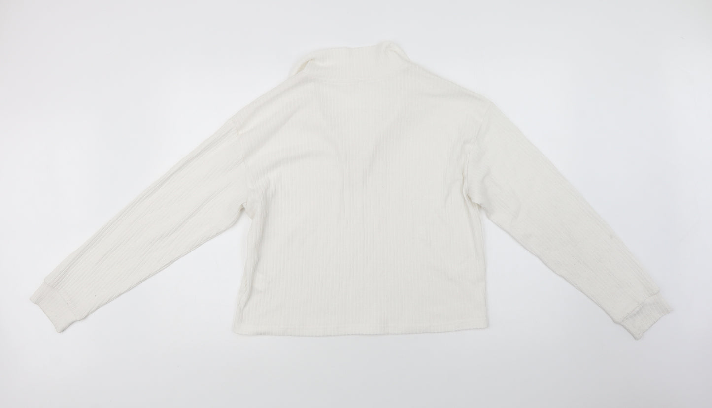 SheIn Womens White Collared  Polyester Pullover Jumper Size L