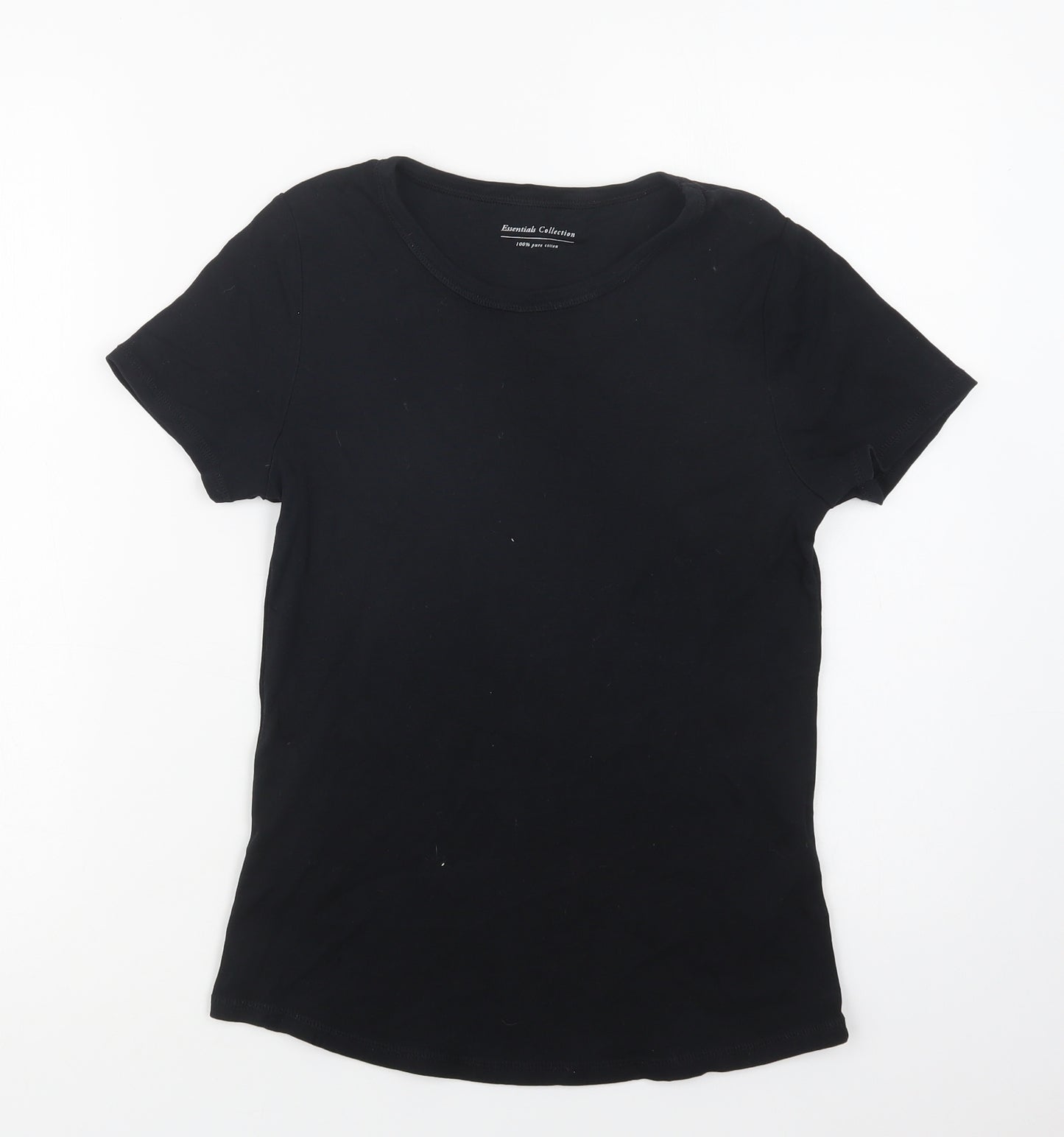 M&S Womens Black  Cotton Basic T-Shirt Size 12 Crew Neck