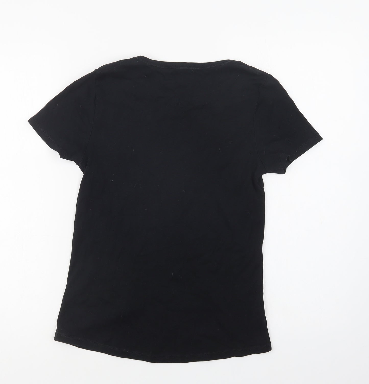 M&S Womens Black  Cotton Basic T-Shirt Size 12 Crew Neck