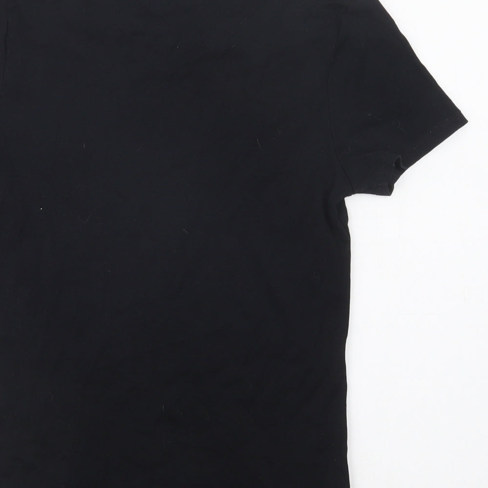 M&S Womens Black  Cotton Basic T-Shirt Size 12 Crew Neck
