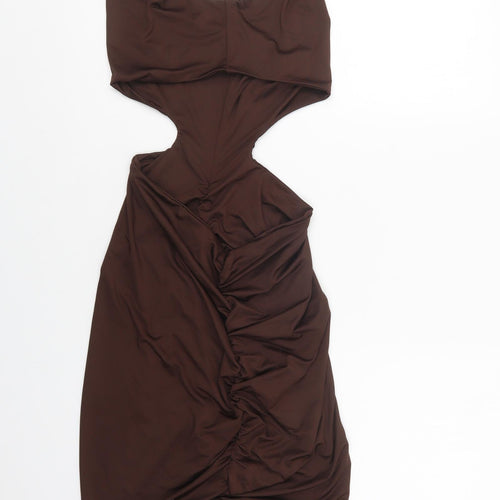 SgheIn Womens Brown  Polyester Bodycon  Size L  Halter