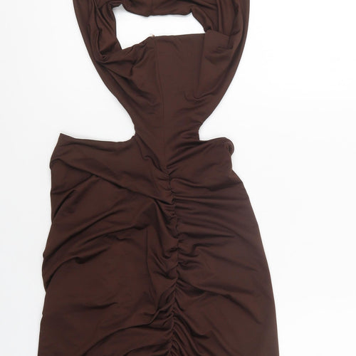 SgheIn Womens Brown  Polyester Bodycon  Size L  Halter