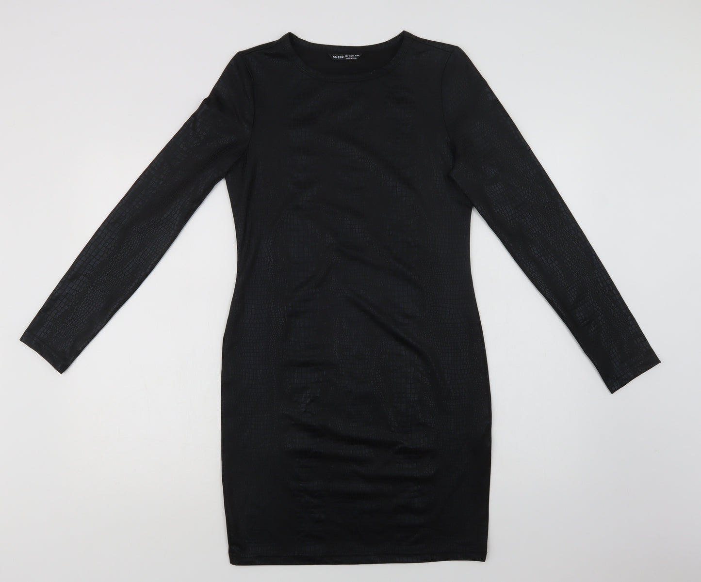 SheIn Womens Black Animal Print Polyester Bodycon  Size L  Crew Neck