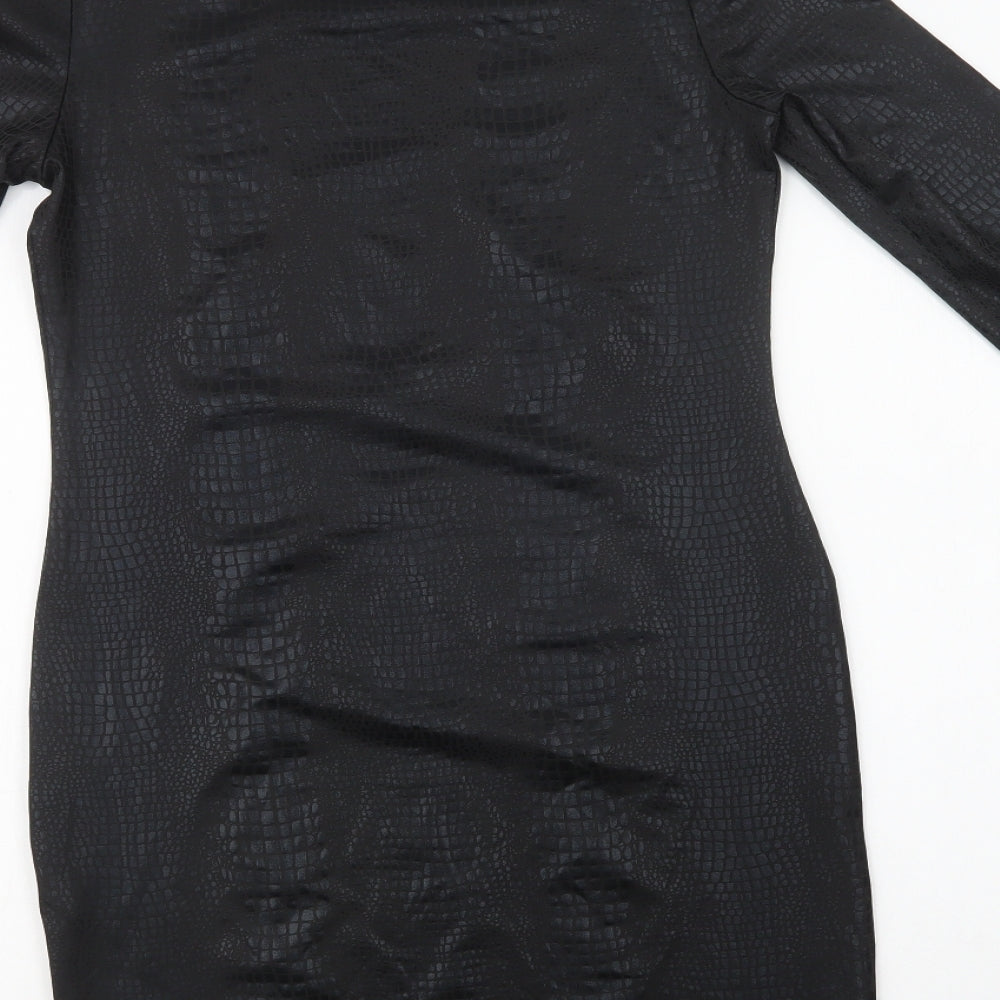 SheIn Womens Black Animal Print Polyester Bodycon  Size L  Crew Neck