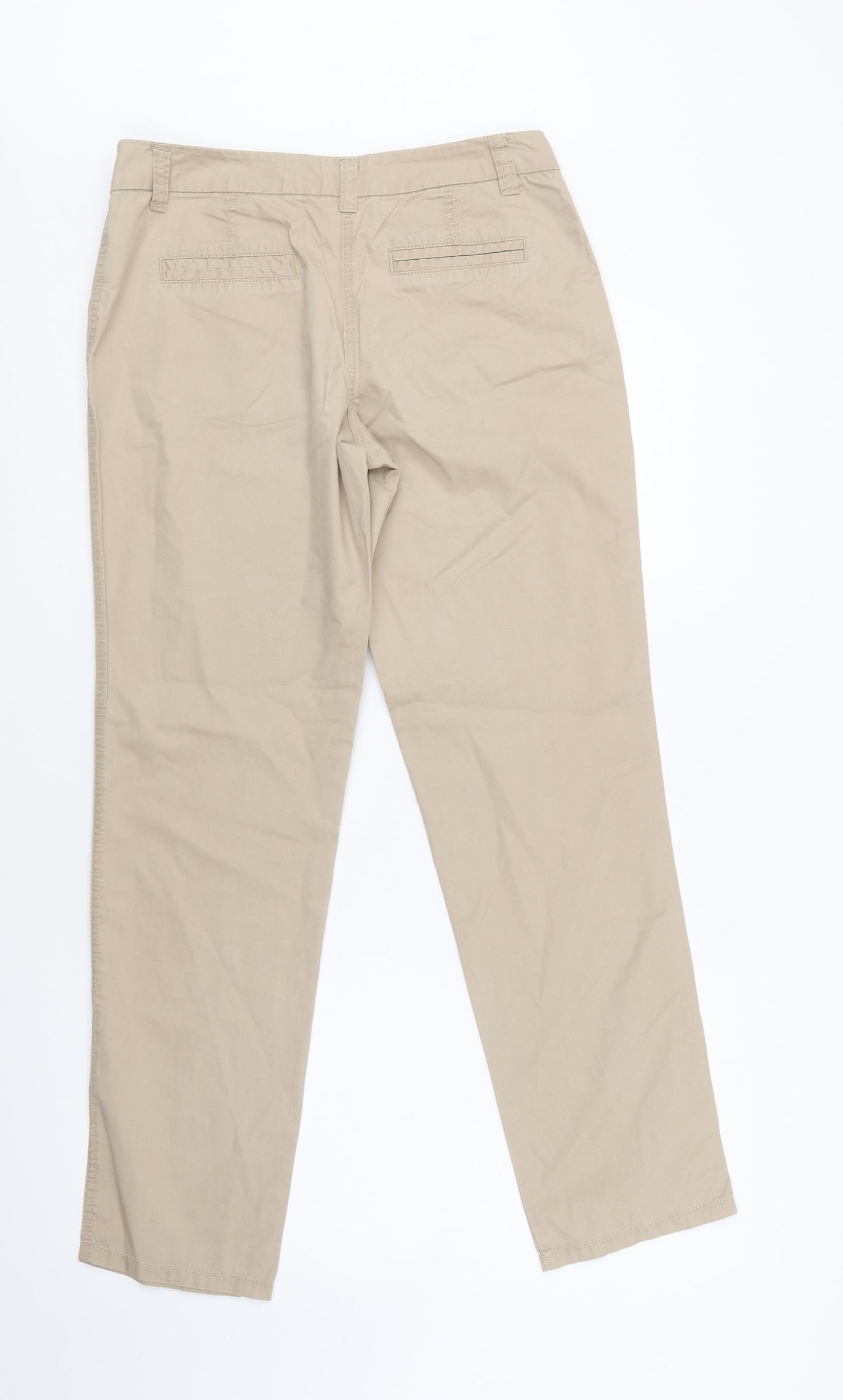 F&F Womens Beige  Cotton Chino Trousers Size 8 L29 in Regular Button