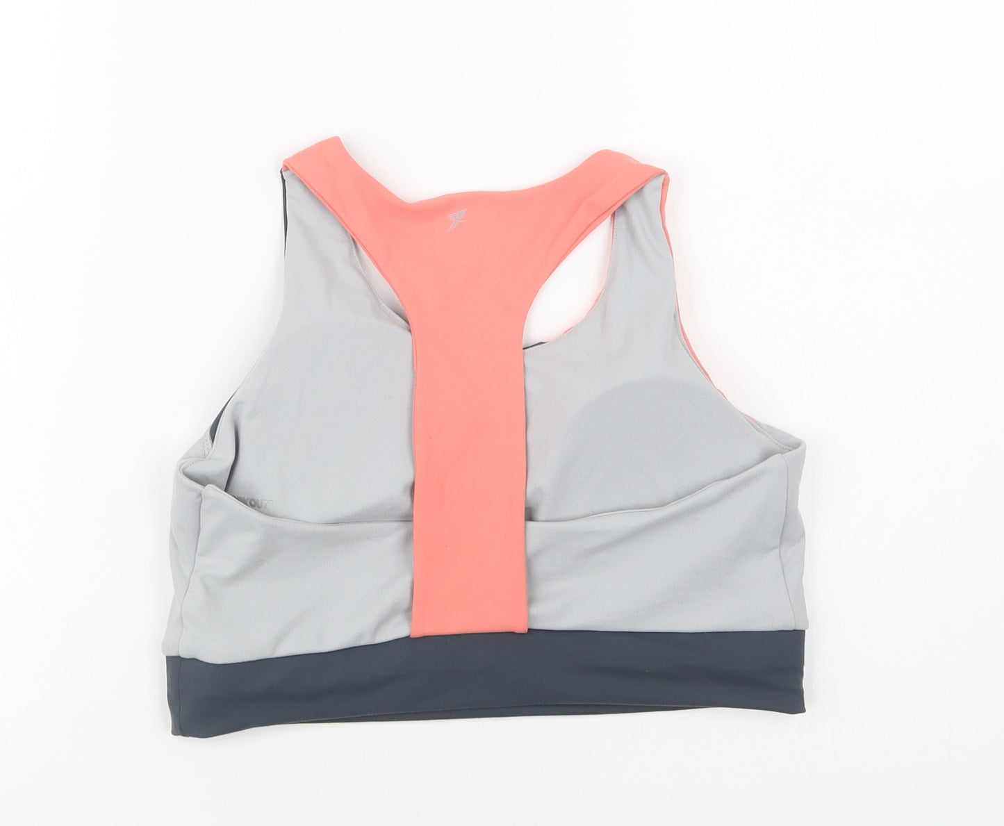 Primark Womens Grey Colourblock Polyester Cropped Tank Size 12 Scoop Neck  - Sports Bra