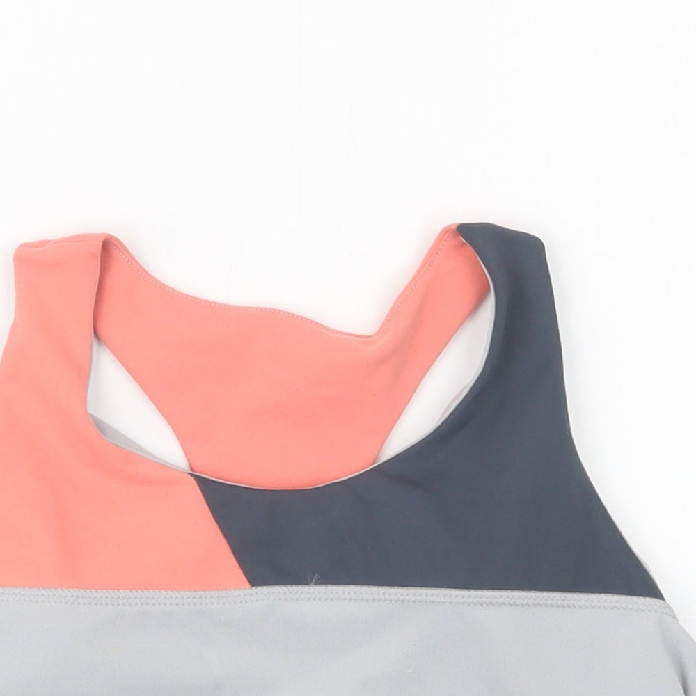 Primark Womens Grey Colourblock Polyester Cropped Tank Size 12 Scoop Neck  - Sports Bra