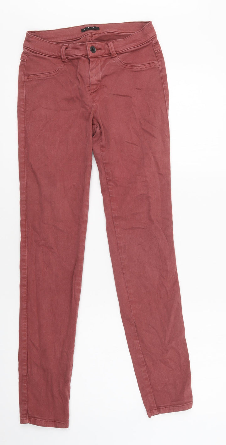 Sisley Womens Pink  Cotton Skinny Jeans Size 27 L30 in Regular Button