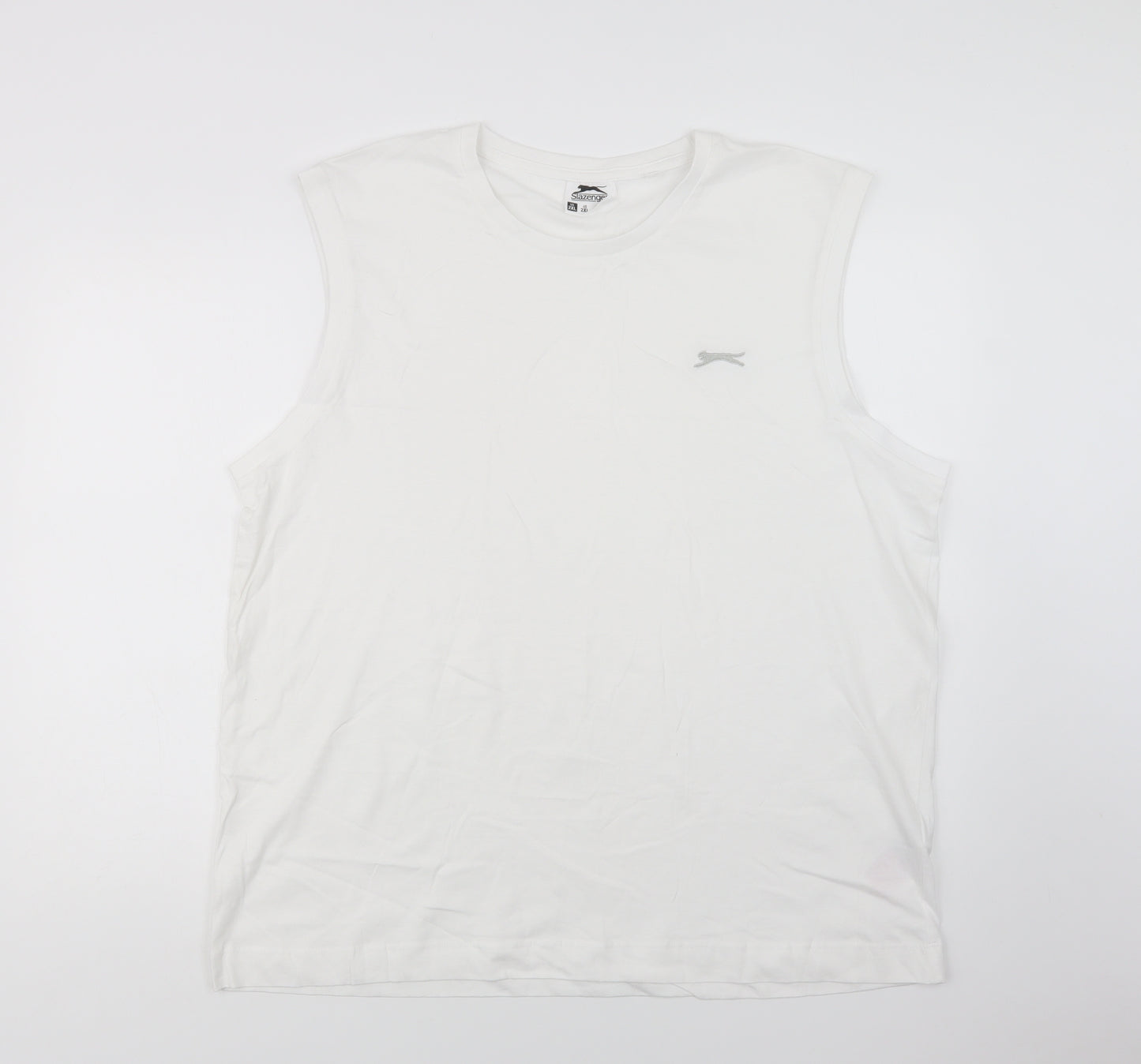 Slazenger Mens White  Cotton  T-Shirt Size 2XL Crew Neck