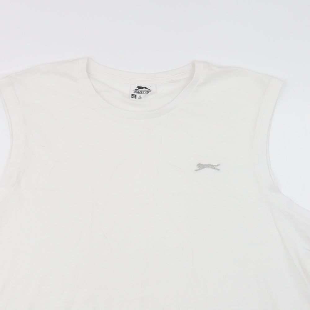 Slazenger Mens White  Cotton  T-Shirt Size 2XL Crew Neck