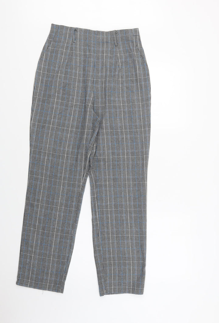 PRETTYLITTLETHING Womens Gold Check Polyester Dress Pants Trousers Size 10 L30 in Regular Zip