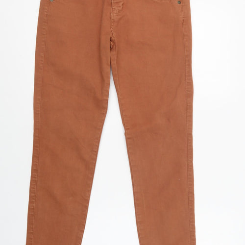 Yes Yes Womens Brown  Cotton Skinny Jeans Size 10 L32 in Regular Button