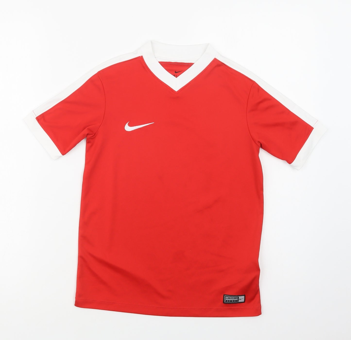Nike Boys Red  Polyester Basic T-Shirt Size 8-9 Years V-Neck