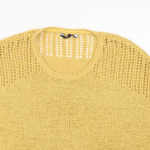 Preworn Womens Yellow Crew Neck  Acrylic Pullover Jumper Size S