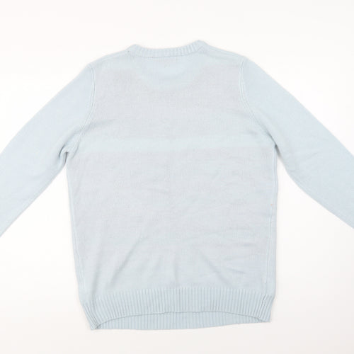 Avenue Womens Blue Crew Neck  Acrylic Pullover Jumper Size M   - Snowmen