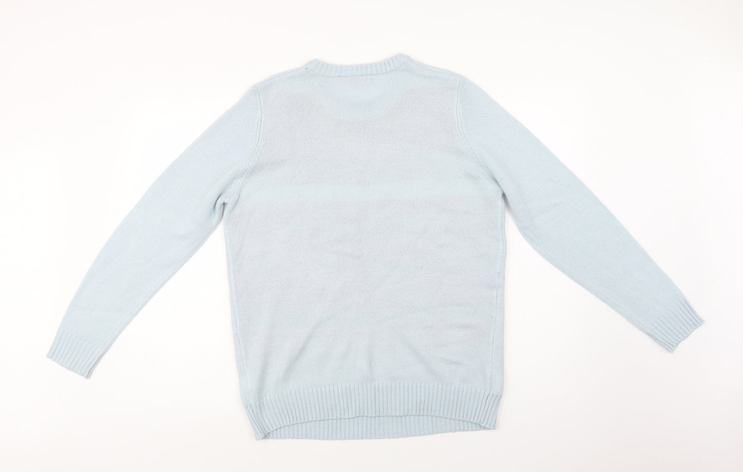 Avenue Womens Blue Crew Neck  Acrylic Pullover Jumper Size M   - Snowmen