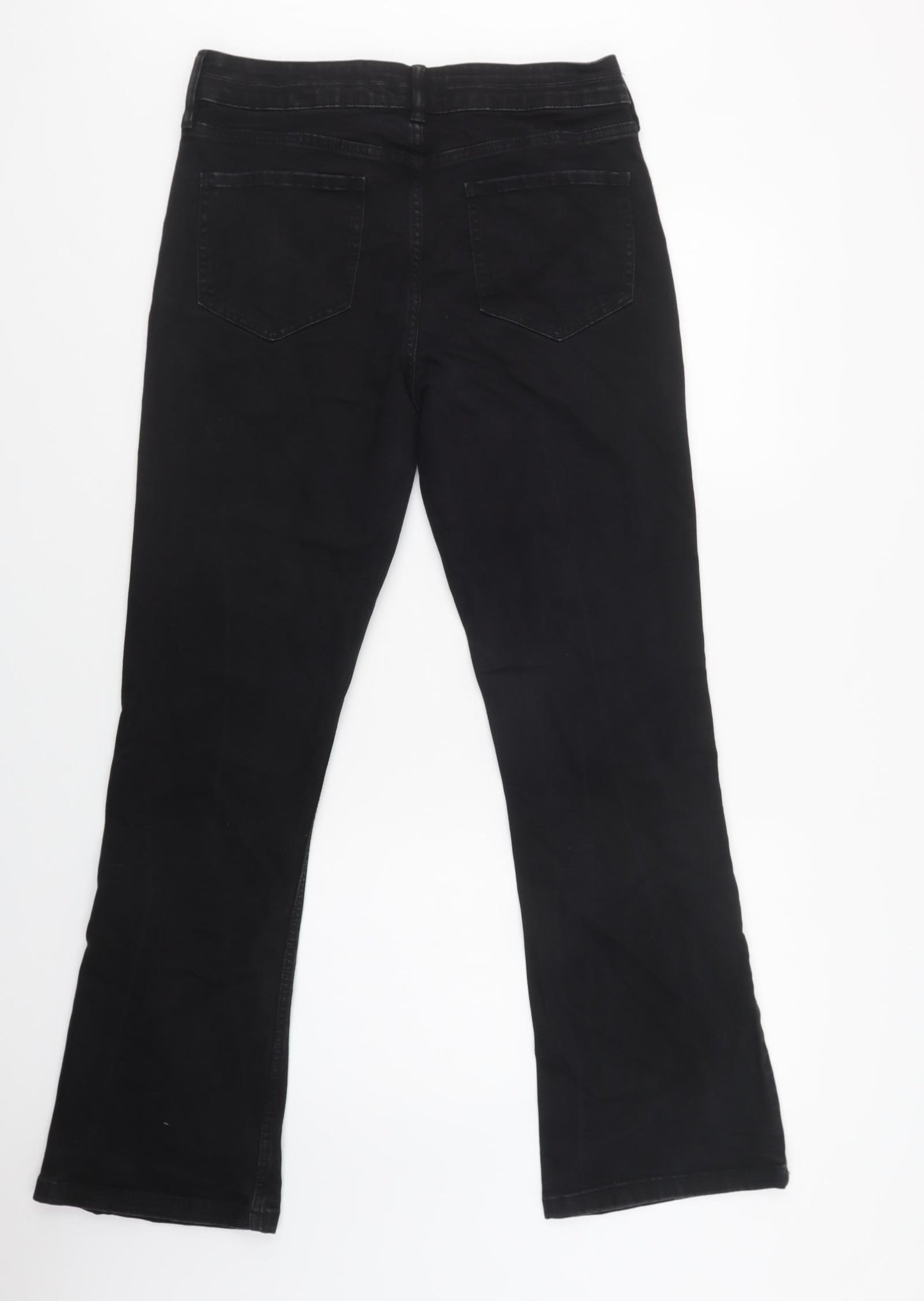 F&F Womens Black  Cotton Bootcut Jeans Size 14 L32 in Regular Button