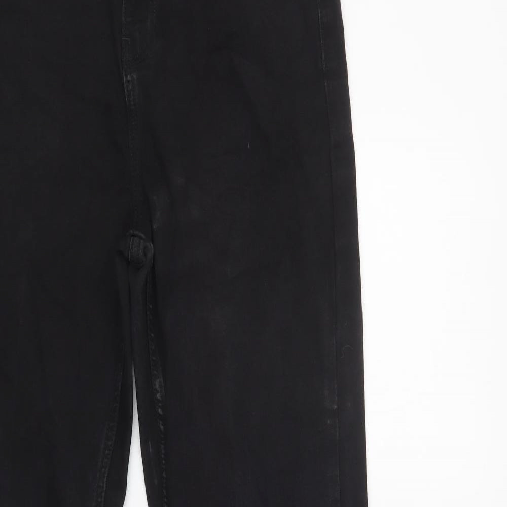 F&F Womens Black  Cotton Bootcut Jeans Size 14 L32 in Regular Button