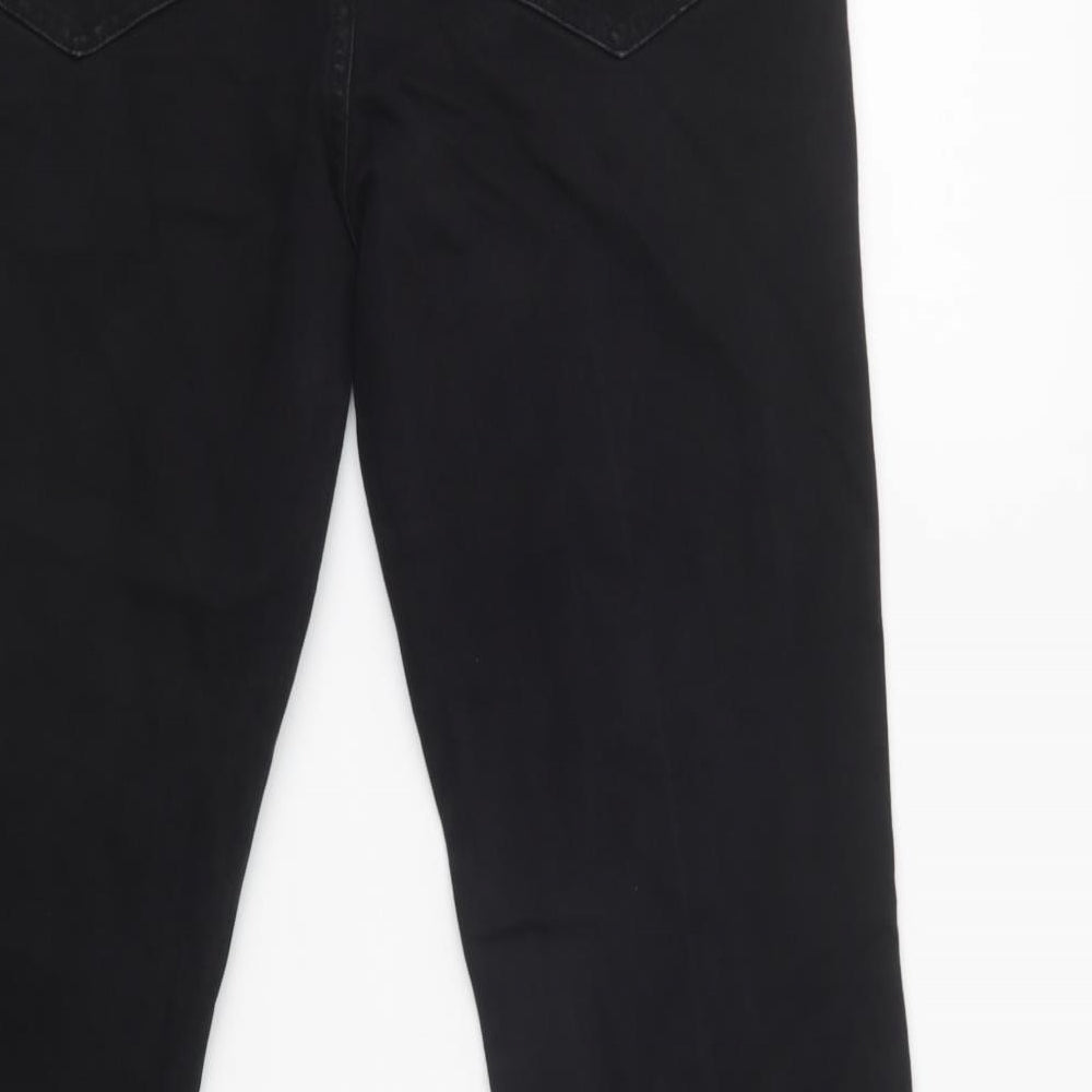 F&F Womens Black  Cotton Bootcut Jeans Size 14 L32 in Regular Button