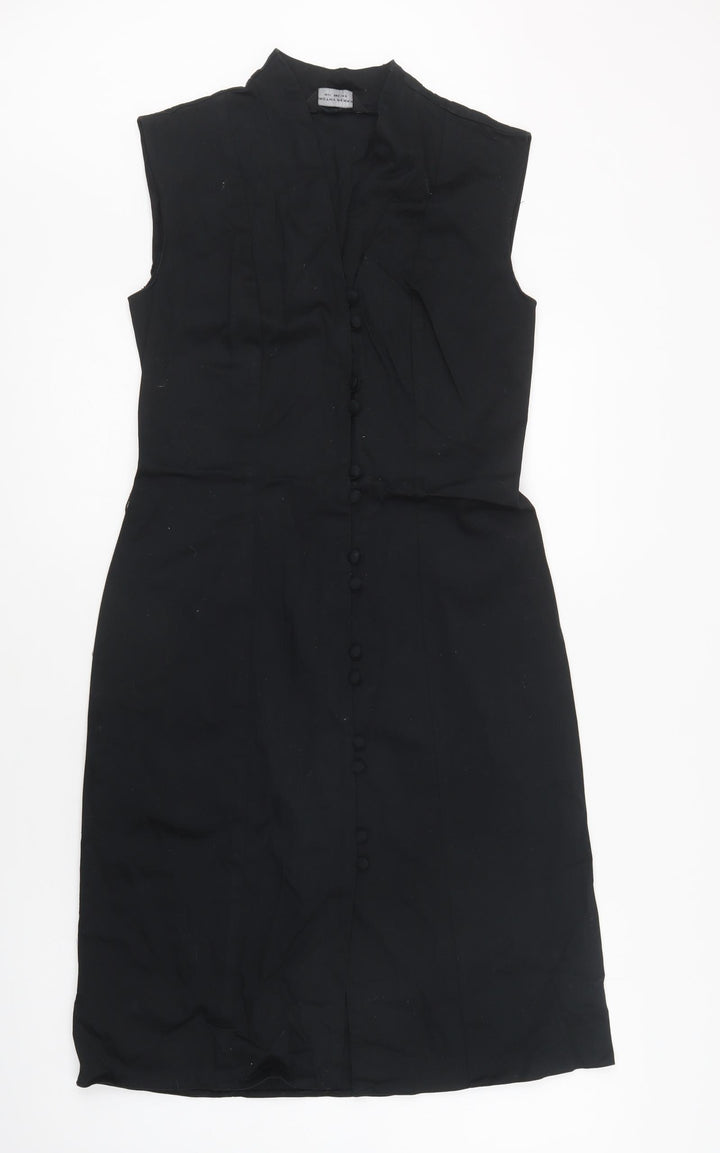 Dorothy Perkins Womens Black Cotton Pencil Dress V-Neck Button