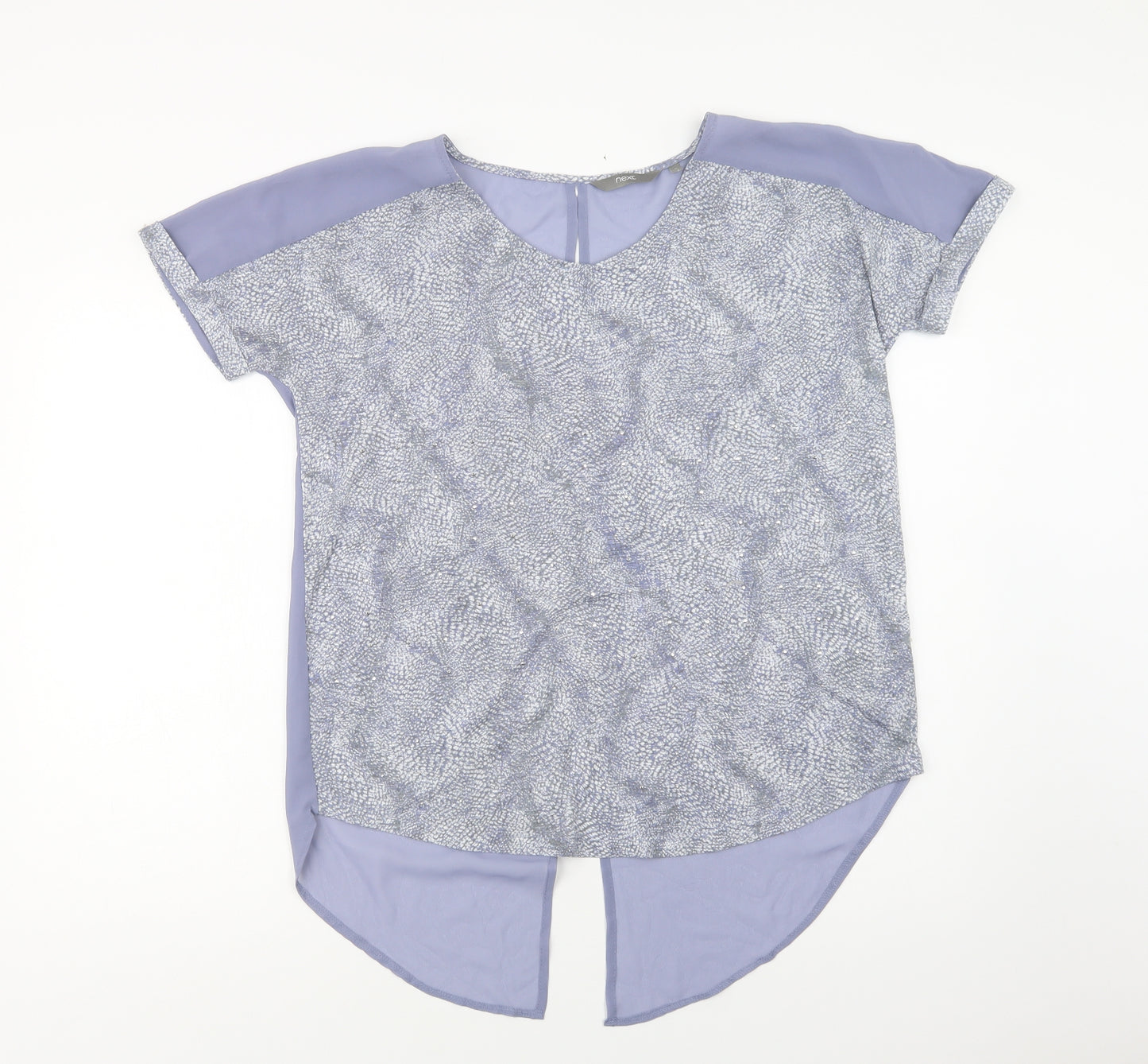 NEXT Womens Grey Geometric  Basic Blouse Size 10 Round Neck