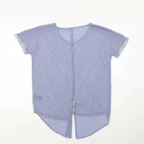 NEXT Womens Grey Geometric  Basic Blouse Size 10 Round Neck