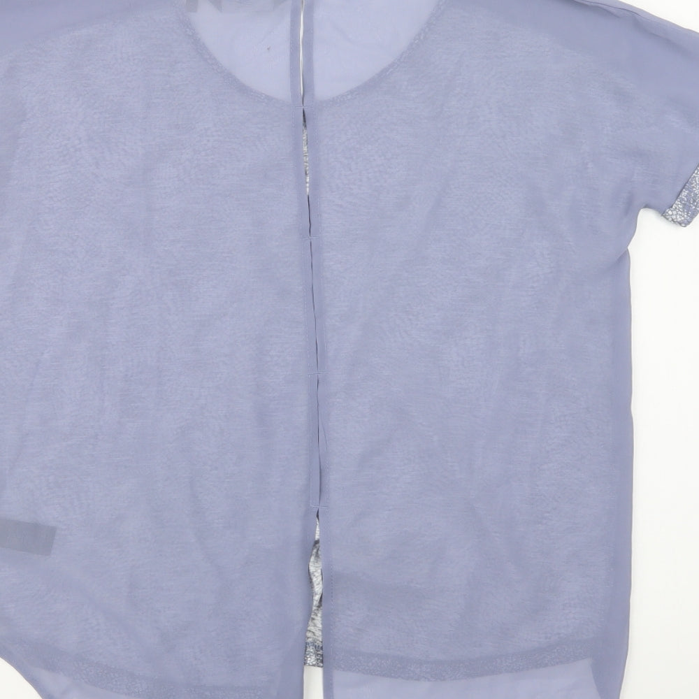 NEXT Womens Grey Geometric  Basic Blouse Size 10 Round Neck