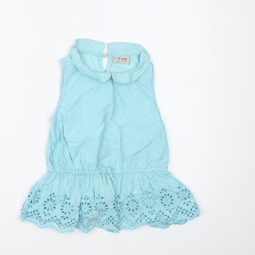 NEXT Girls Blue  Cotton Basic Blouse Size 8 Years Collared Button