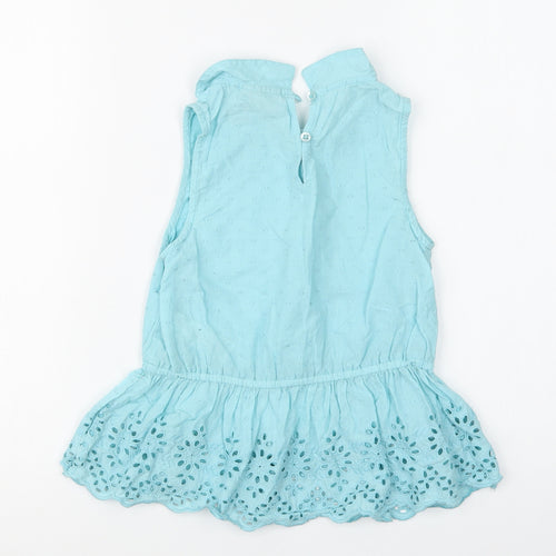 NEXT Girls Blue  Cotton Basic Blouse Size 8 Years Collared Button