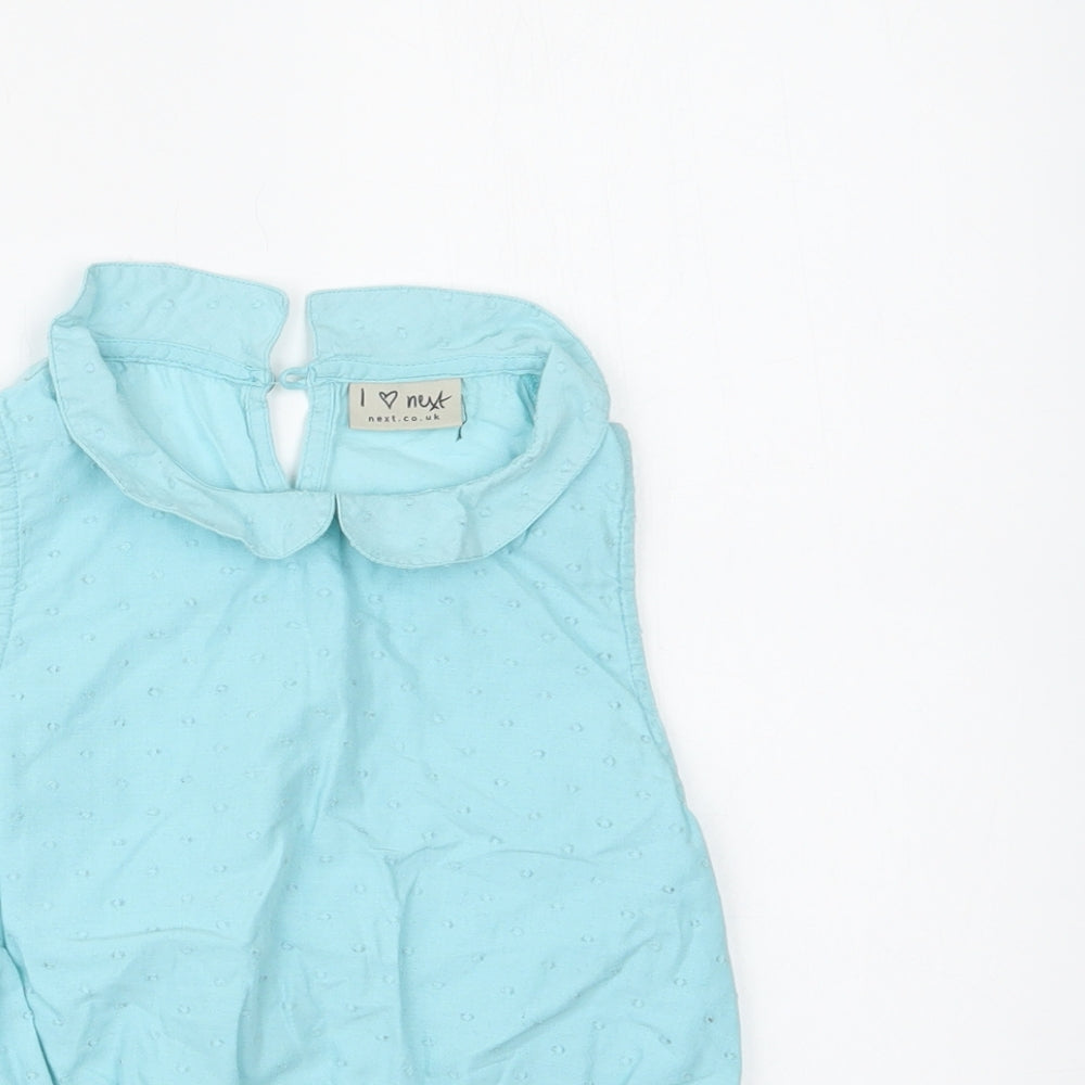NEXT Girls Blue  Cotton Basic Blouse Size 8 Years Collared Button