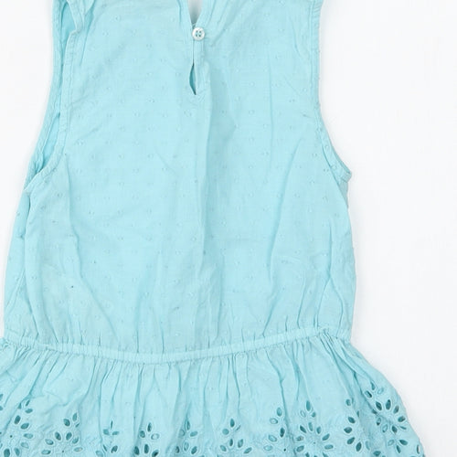 NEXT Girls Blue  Cotton Basic Blouse Size 8 Years Collared Button